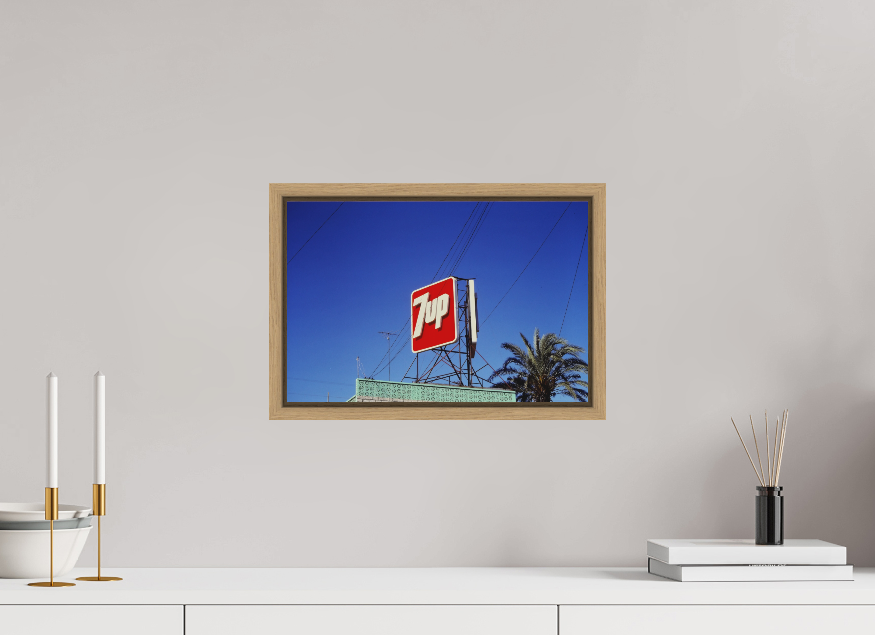 15 x 10″, Floater Frame Oak 7 Up sign